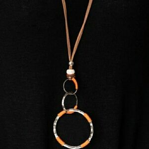 Elegant Silver and Orange Pendant Necklace